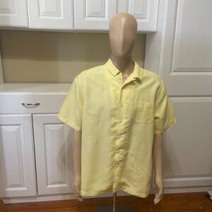 Daniel Cremieux Classics XLShort Sleeve Button-Front Shirt Casual Dress Yellow